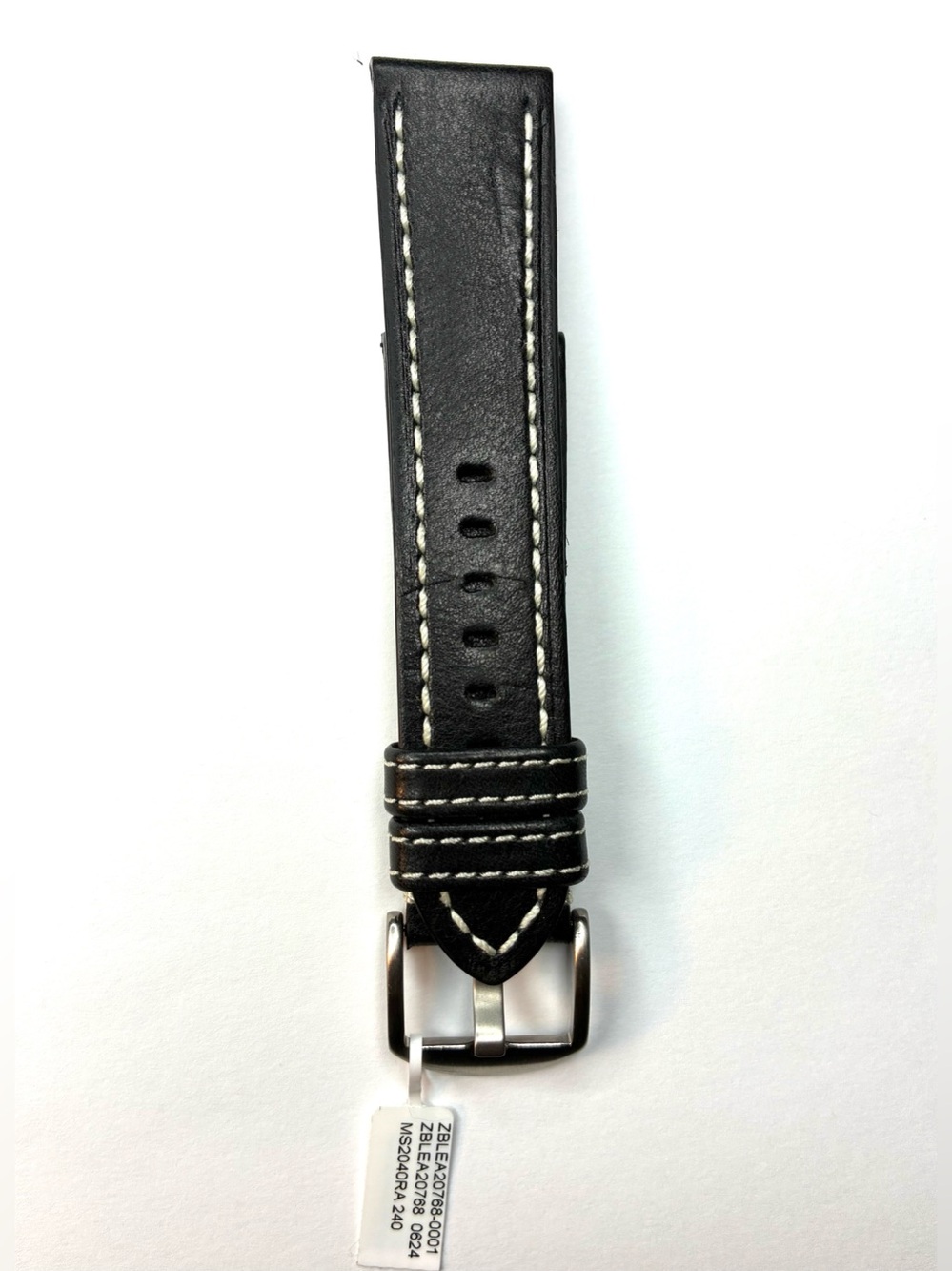 Hadley Roma 24mm Genuine Vegetable Tanned Black Leather Watch Band